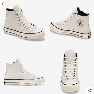 Leather Winter High Tops Converse in Cream